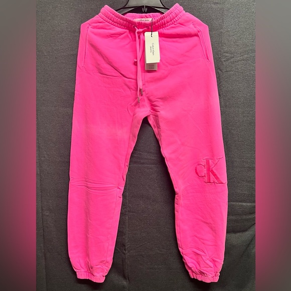 NWT Calvin Klein Jeans Women’s Acid Wash Jogger Pants Neon Pink- Size XS - Picture 6 of 12